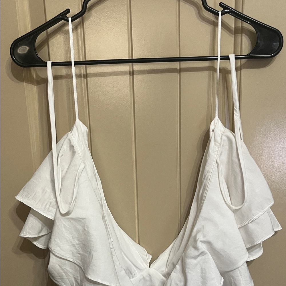 American Threads White Ruffle Blouse - Picture 4 of 6